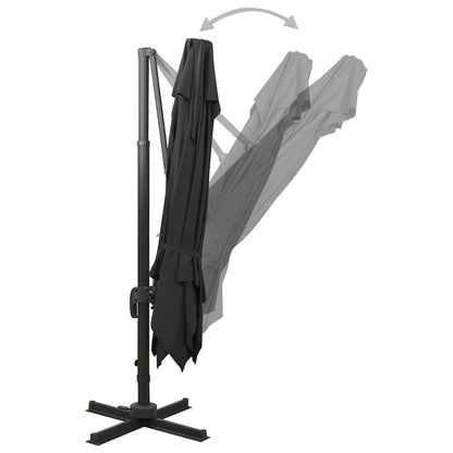 312376 vidaXL Cantilever Garden Parasol with Double Top 300x300 cm Black 4