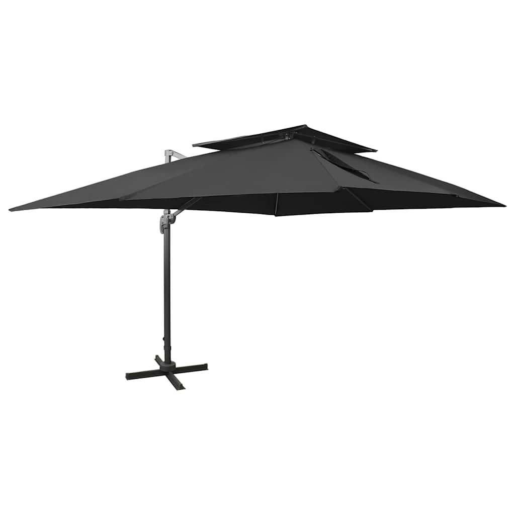 312377 vidaXL Cantilever Garden Parasol with Double Top Black 400x300 cm 1