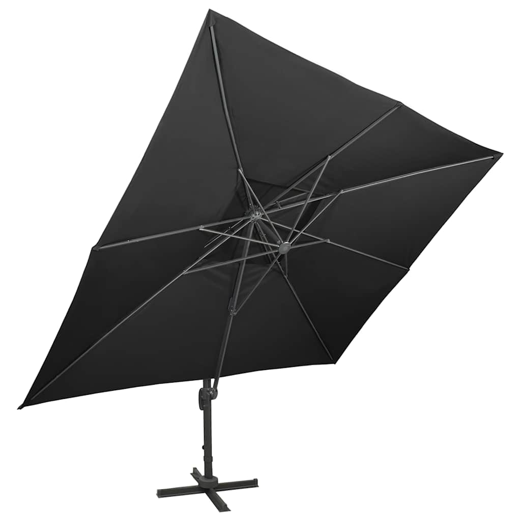 312377 vidaXL Cantilever Garden Parasol with Double Top Black 400x300 cm 2