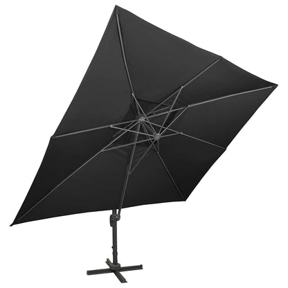 Cantilever Garden Parasol with Double Top Black 300 x 400 cm
