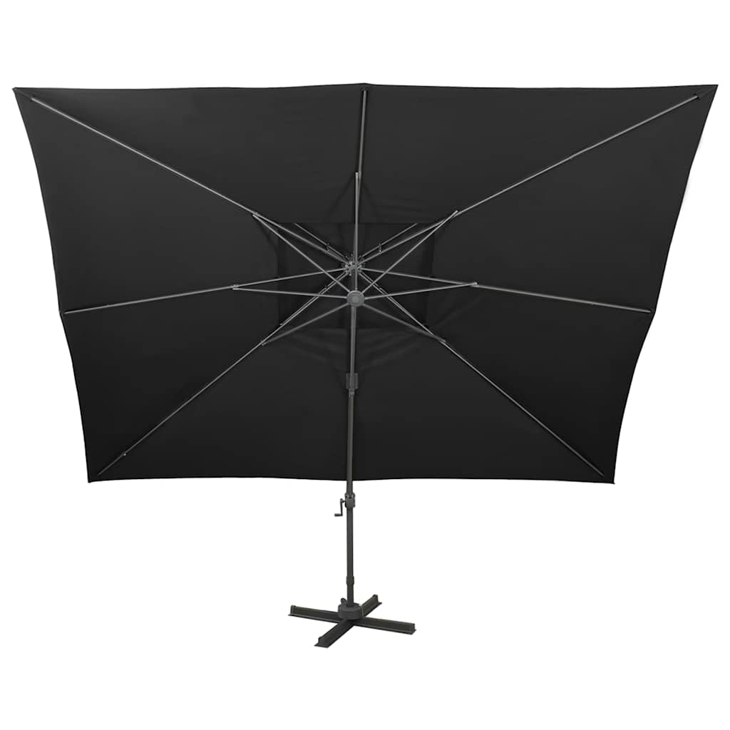 312377 vidaXL Cantilever Garden Parasol with Double Top Black 400x300 cm 3