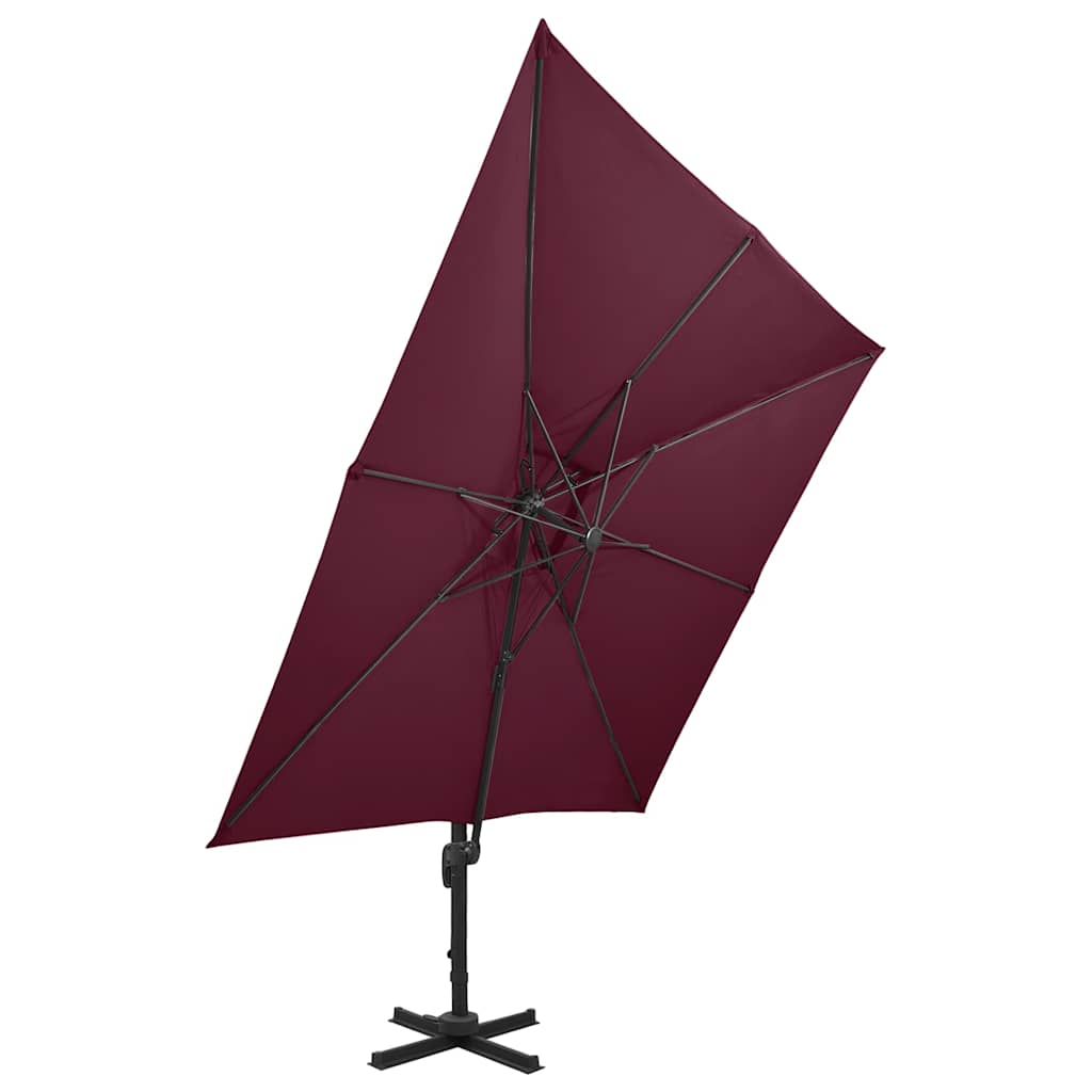 Cantilever Garden Parasol with Double Top Bordeaux red 300 x 300 cm