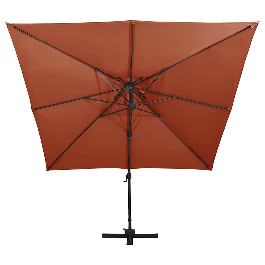 312382 vidaXL Cantilever Garden Parasol with Double Top 300x300 cm Terracotta 2