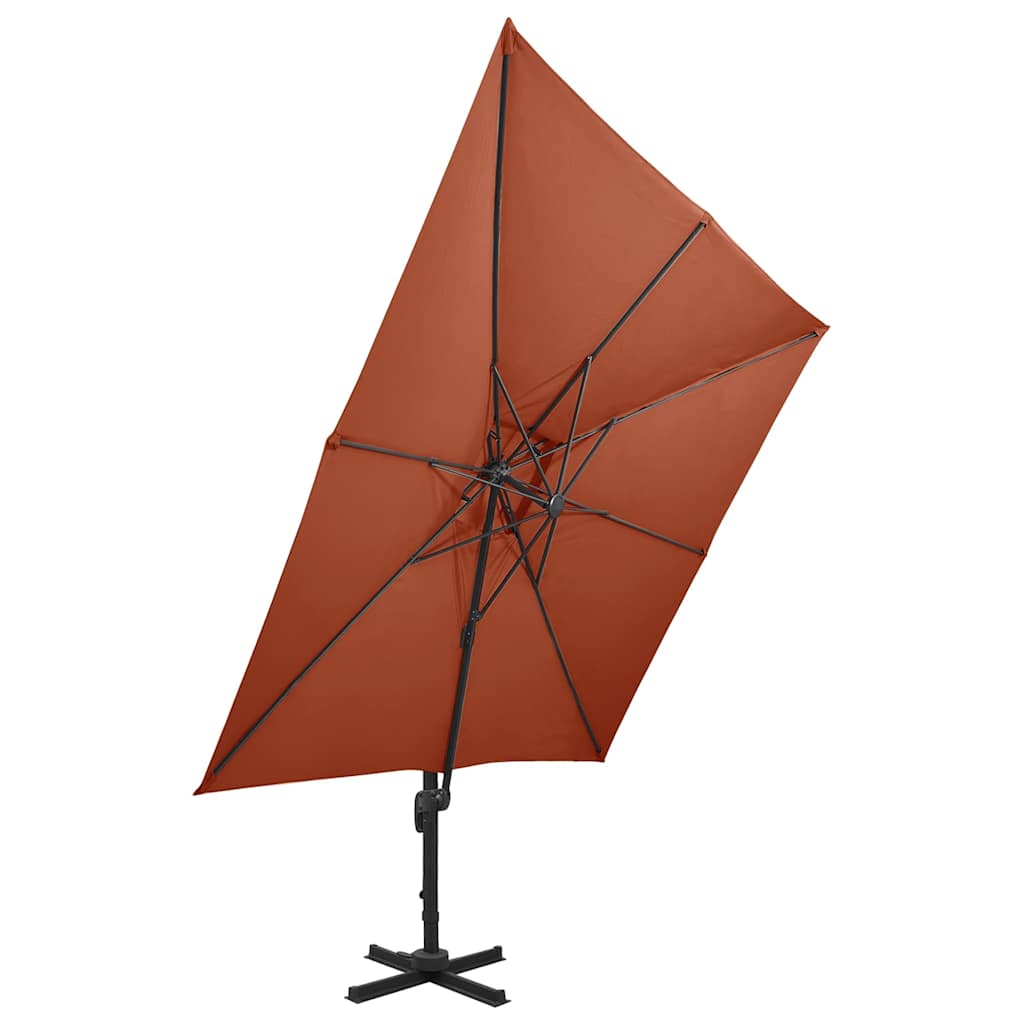 312382 vidaXL Cantilever Garden Parasol with Double Top 300x300 cm Terracotta 3