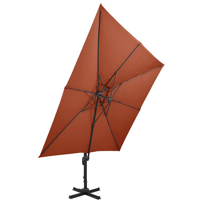 312382 vidaXL Cantilever Garden Parasol with Double Top 300x300 cm Terracotta 3