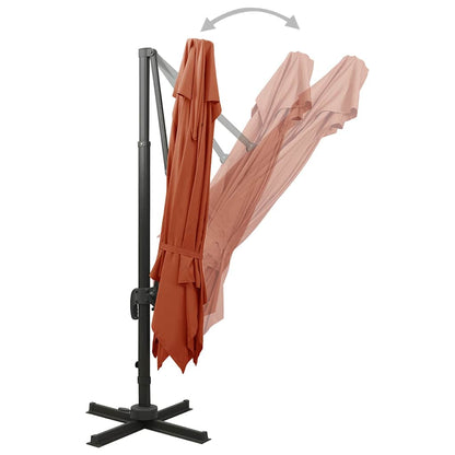 312382 vidaXL Cantilever Garden Parasol with Double Top 300x300 cm Terracotta 6