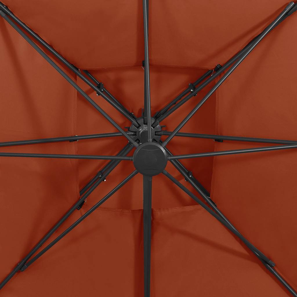 312382 vidaXL Cantilever Garden Parasol with Double Top 300x300 cm Terracotta 5