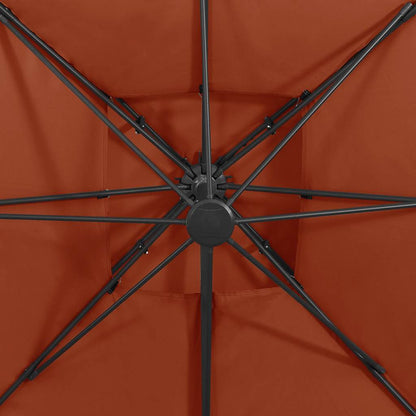 312382 vidaXL Cantilever Garden Parasol with Double Top 300x300 cm Terracotta 5