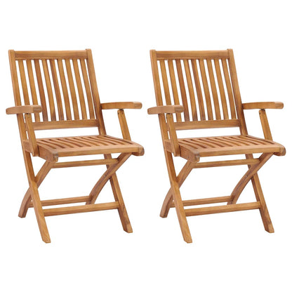 vidaXL Folding Chairs 2 pcs Solid Teak Wood 1