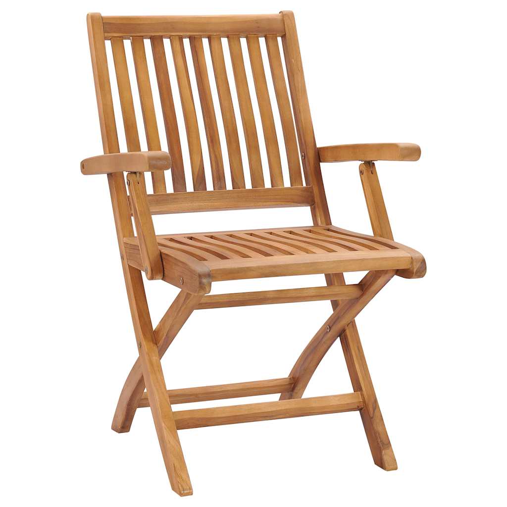 vidaXL Folding Chairs 2 pcs Solid Teak Wood 2