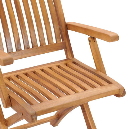 vidaXL Folding Chairs 2 pcs Solid Teak Wood 6