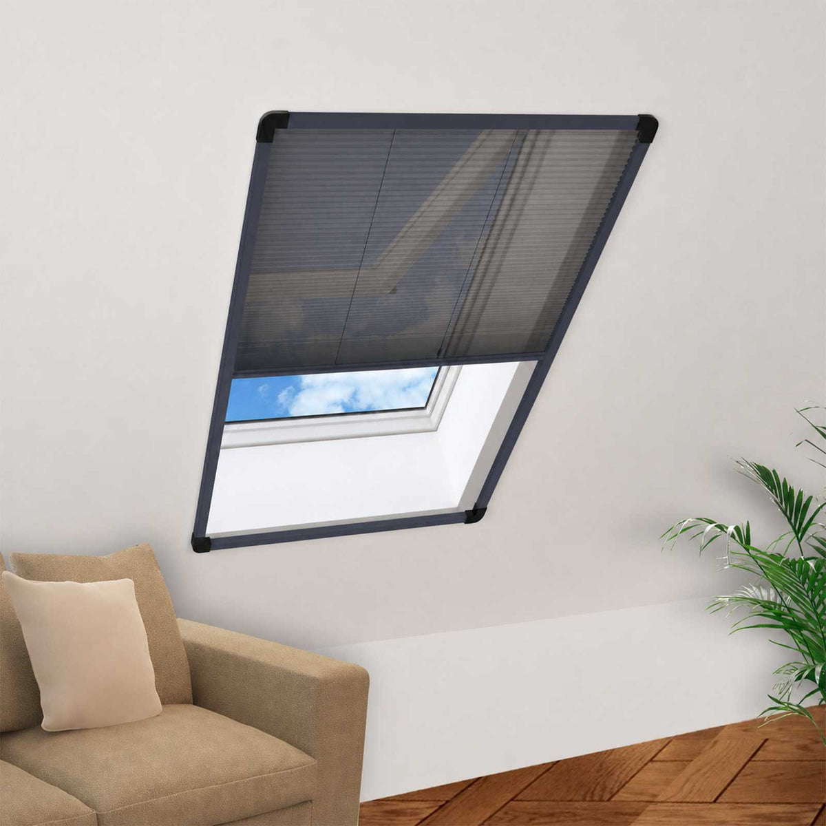 Plisse Insect Screen for Windows Aluminium Anthracite 80 cm 120 cm