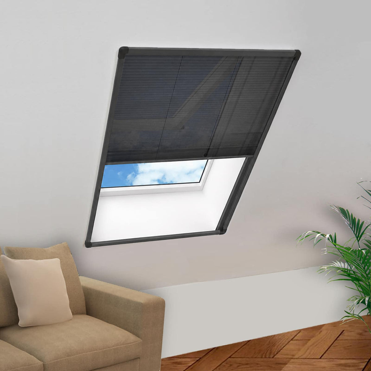 Plisse Insect Screen for Windows Aluminium Anthracite 80 cm 160 cm