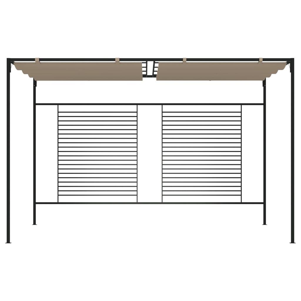 vidaXL Gazebo with Retractable Roof 3x4x2,3 m Taupe 180 g/m² 2