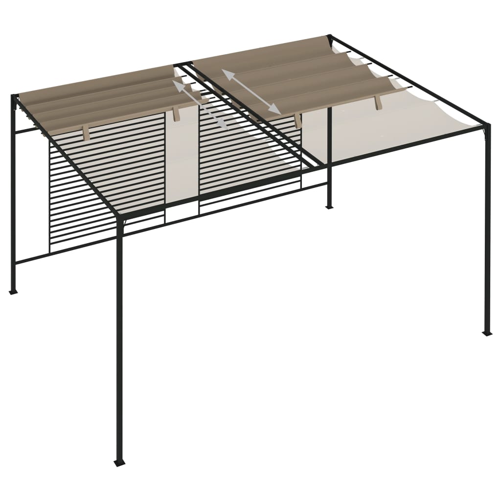vidaXL Gazebo with Retractable Roof 3x4x2,3 m Taupe 180 g/m² 5