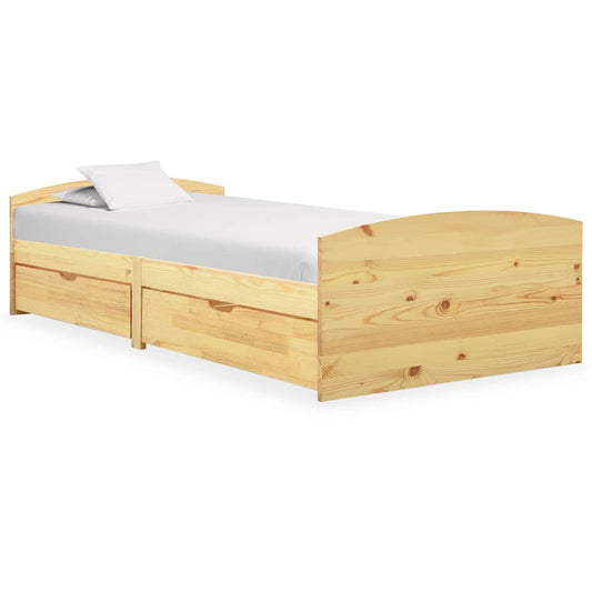 Bed Frame with 2 Drawers without Mattress 90x200 cm Brown