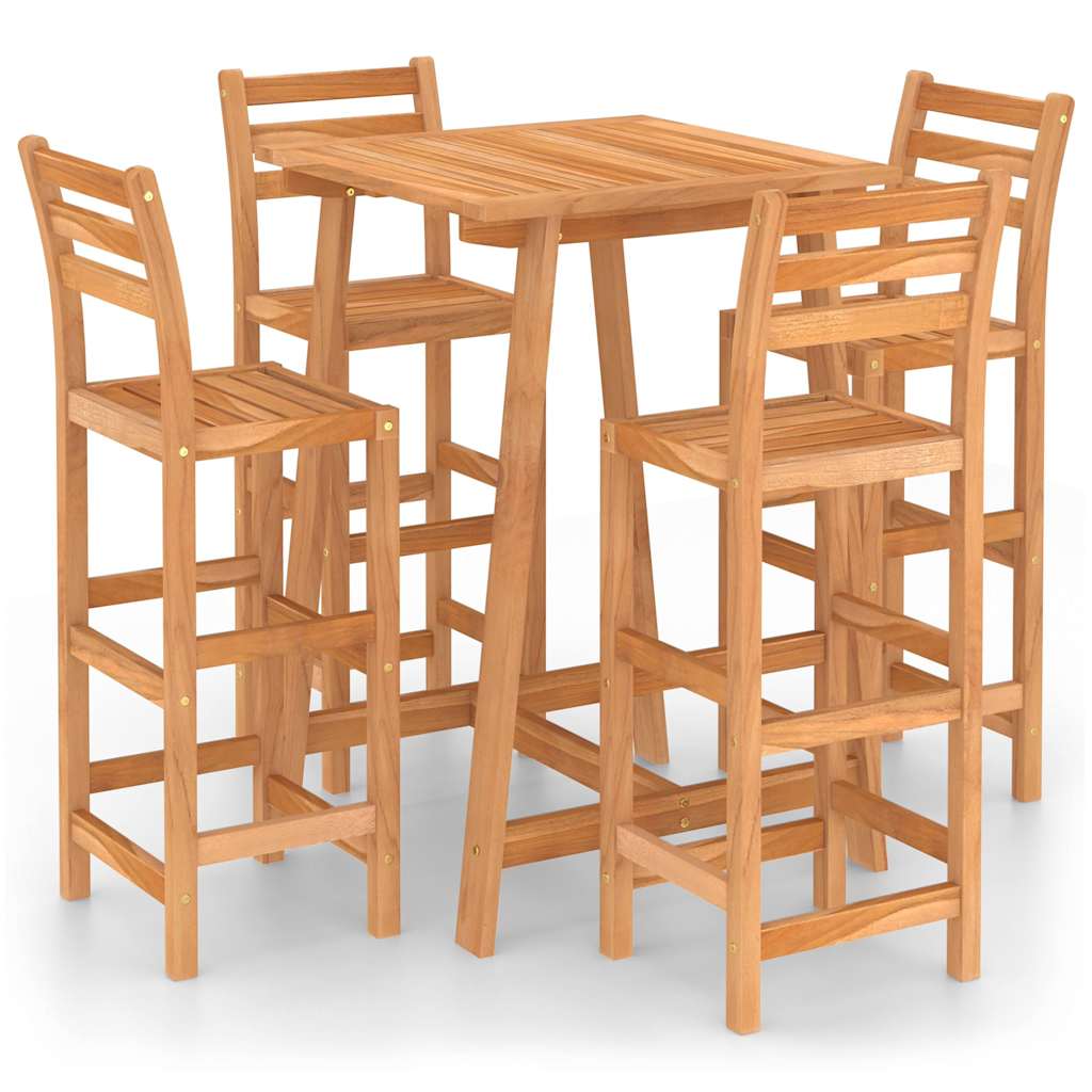 vidaXL 5 Piece Outdoor Bar Set Solid Acacia Wood 2