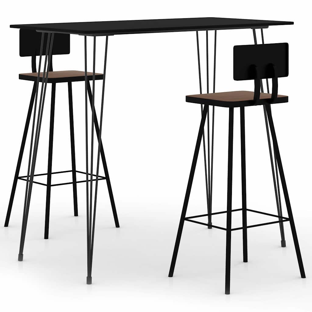 vidaXL Bar Set | Black | MDF | Standard | Footrest | Bar Set | Rectangular 1