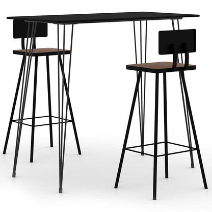 vidaXL Bar Set | Black | MDF | Standard | Footrest | Bar Set | Rectangular 1