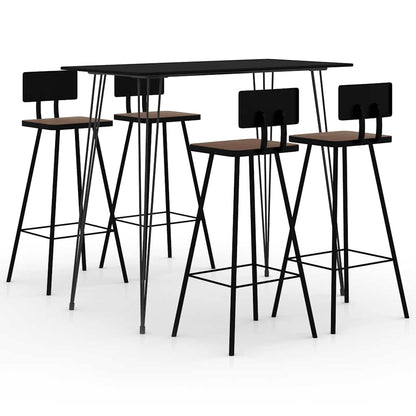 vidaXL 5 Piece Bar Set Black 1