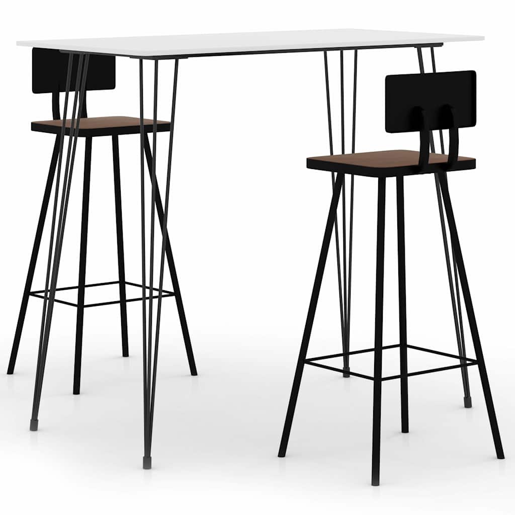 vidaXL Bar Set | White | MDF, Steel, Reclaimed wood | Footrest | Bar Set 1
