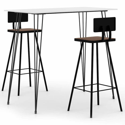 vidaXL Bar Set | White | MDF, Steel, Reclaimed wood | Footrest | Bar Set 1