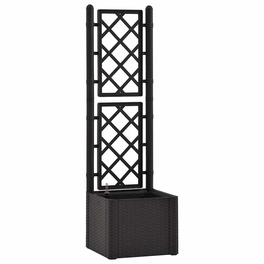 Garden Raised Bed with Trellis and Self Watering System Anthracite 43 x 43 x 142 cm