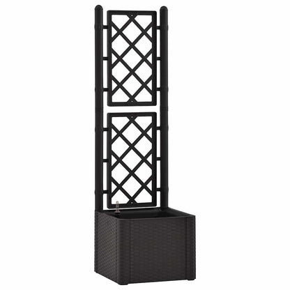 Garden Raised Bed with Trellis and Self Watering System Anthracite 43 x 43 x 142 cm