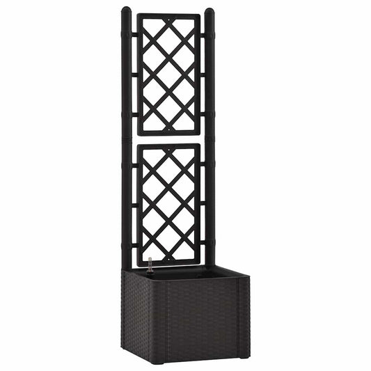 Garden Raised Bed with Trellis and Self Watering System Anthracite 43 x 43 x 142 cm