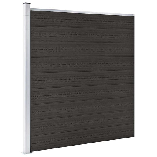 Fence Panel WPC 175x186 cm Black 1 section with 1 post–9 sections 1 section with 1 post