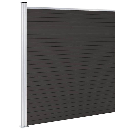 Fence Panel WPC 175x186 cm Black 1 section with 1 post–9 sections 1 section with 1 post