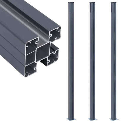 vidaXL Fence Posts 3 pcs Dark Grey 185 cm Aluminium 1