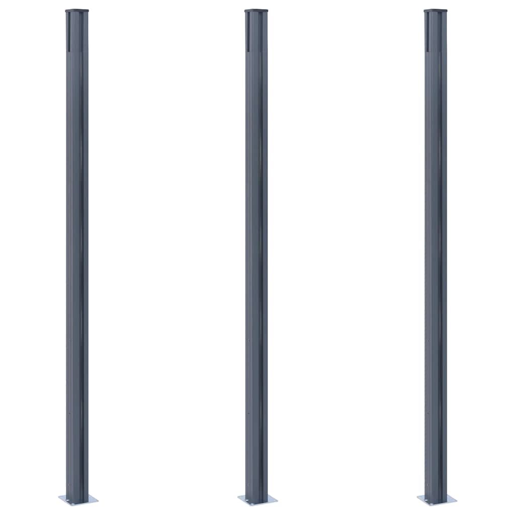 vidaXL Fence Posts 3 pcs Dark Grey 185 cm Aluminium 3