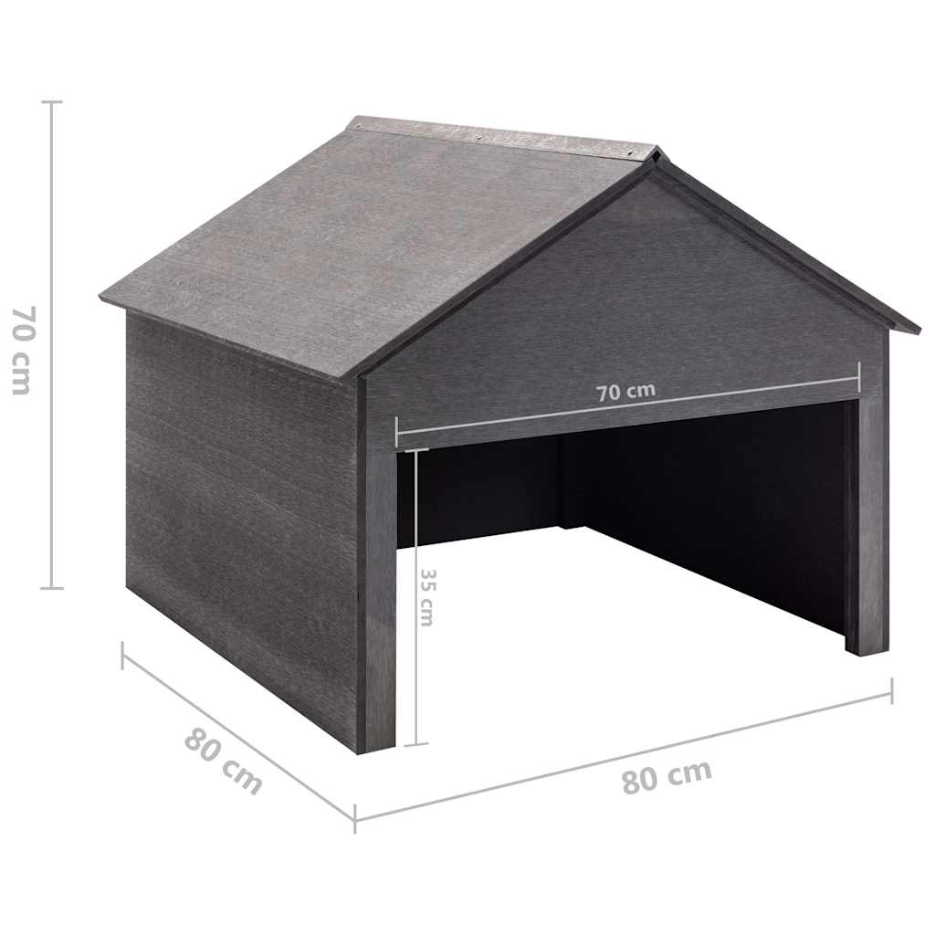 149036 vidaXL Lawn Mower Garage Grey 80x80x70 cm WPC 6