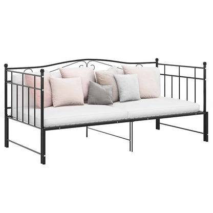 Pull-out Sofa Bed Frame without Mattress Metal 90x200 cm Black