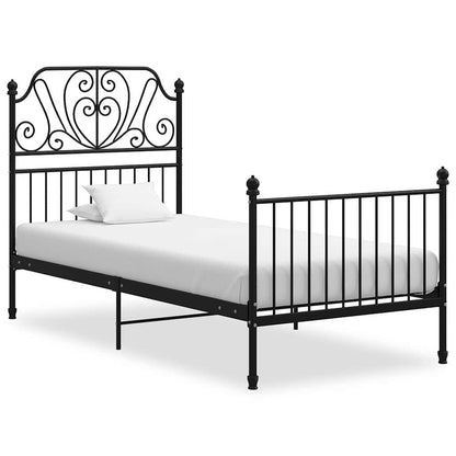 Bed Frame without Mattress Metal Black 100 x 200 cm