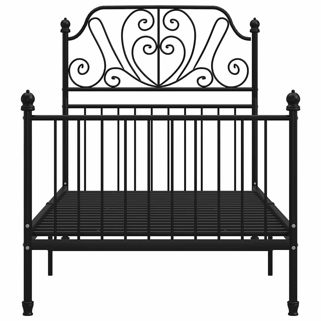 Bed Frame without Mattress Metal Black 100 x 200 cm