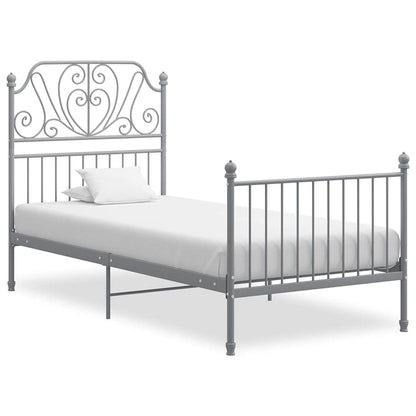 Bed Frame without Mattress Metal Grey 100 x 200 cm