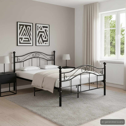 Bed Frame without Mattress Metal Black 120 x 200 cm