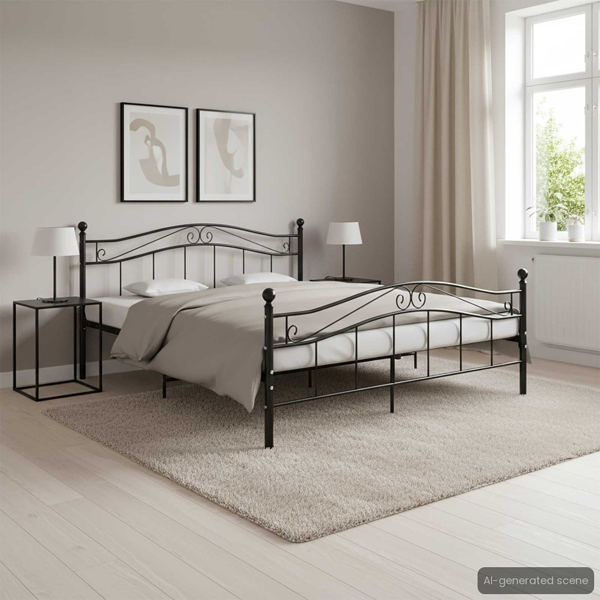 Bed Frame without Mattress Metal Black 200 x 200 cm