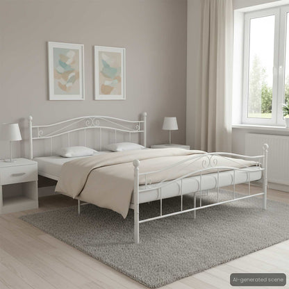 Bed Frame without Mattress Metal White 200 x 200 cm