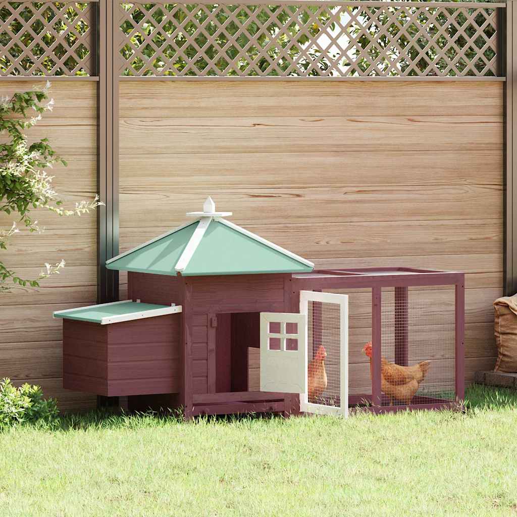 Chicken Coop with Nest Box 190x72x102 cm Solid Firwood Mocha