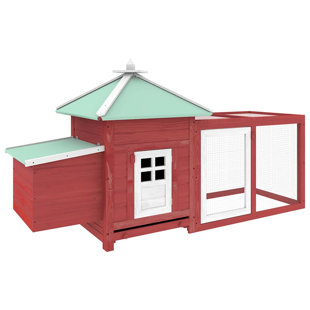 vidaXL Chicken Coop | Red | Solid firwood, plywood, galvanised steel | Large 2