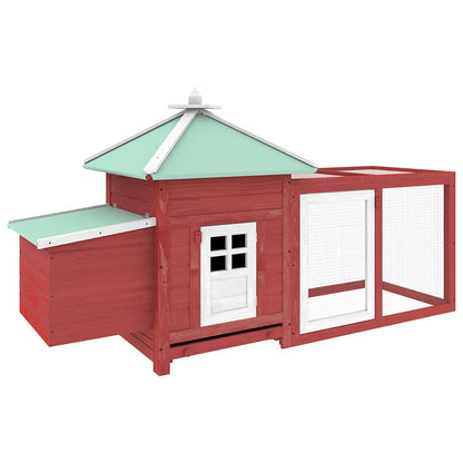 vidaXL Chicken Coop | Red | Solid firwood, plywood, galvanised steel | Large 2