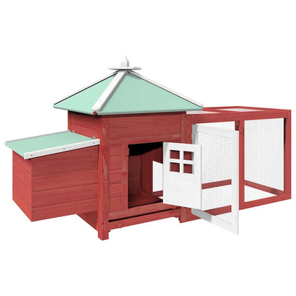 vidaXL Chicken Coop | Red | Solid firwood, plywood, galvanised steel | Large 3