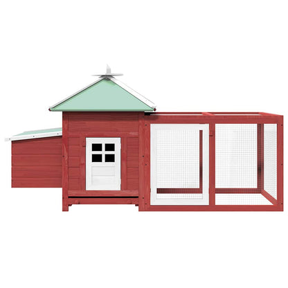vidaXL Chicken Coop | Red | Solid firwood, plywood, galvanised steel | Large 4