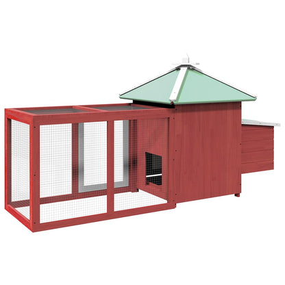 vidaXL Chicken Coop | Red | Solid firwood, plywood, galvanised steel | Large 6