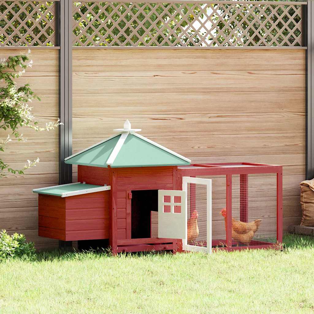 vidaXL Chicken Coop | Red | Solid firwood, plywood, galvanised steel | Large 1