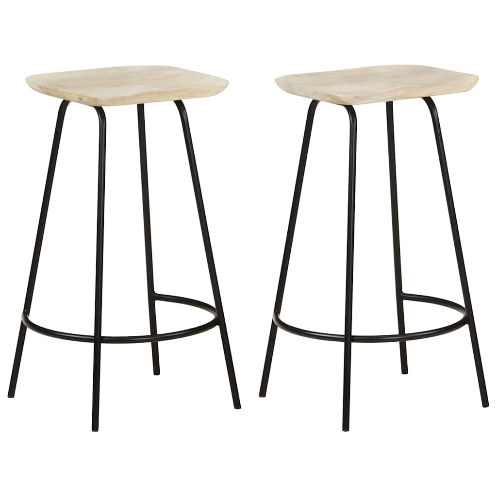 Bar Stools Solid Mango Wood Black 2