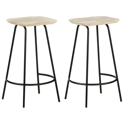 Bar Stools Solid Mango Wood Black 2